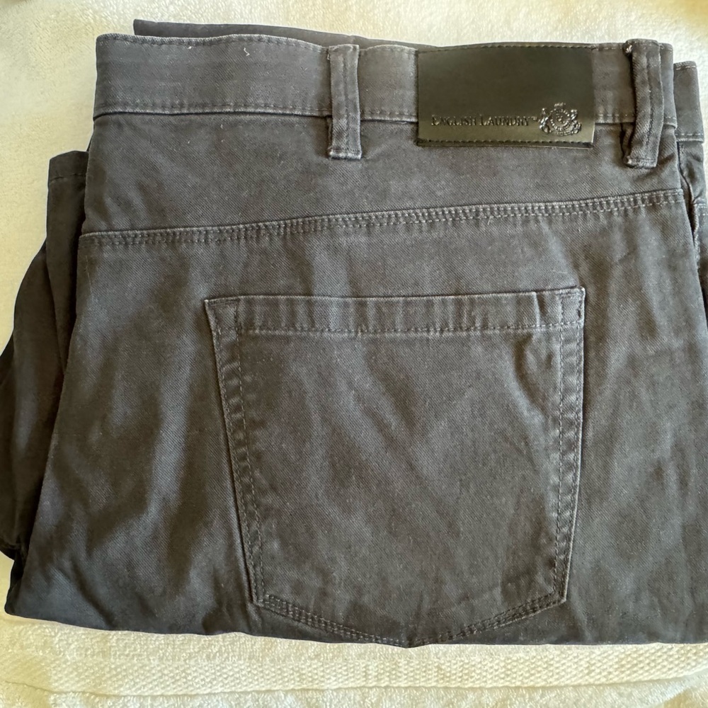 English Laundry Men's Gray Jeans - Designer Leather Patch